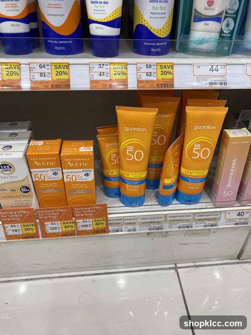 Sunscreen Products on Shelf