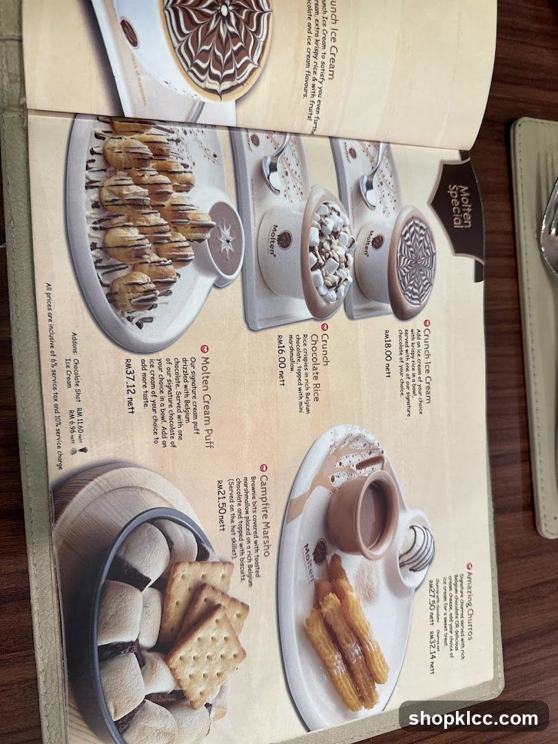 Dessert Menu Page