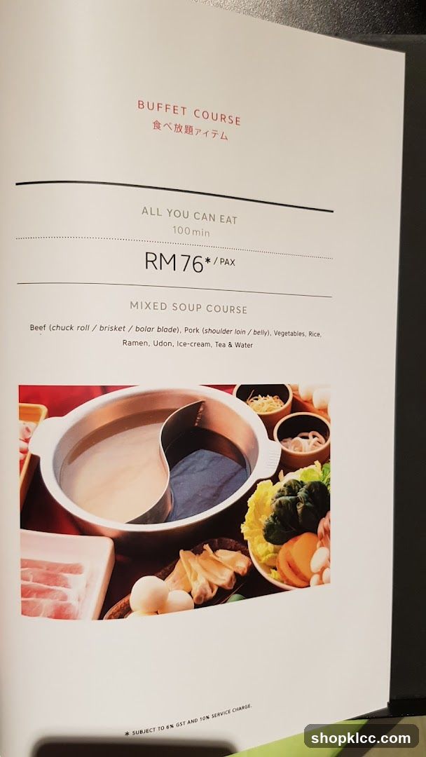 Buffet Course Menu Page