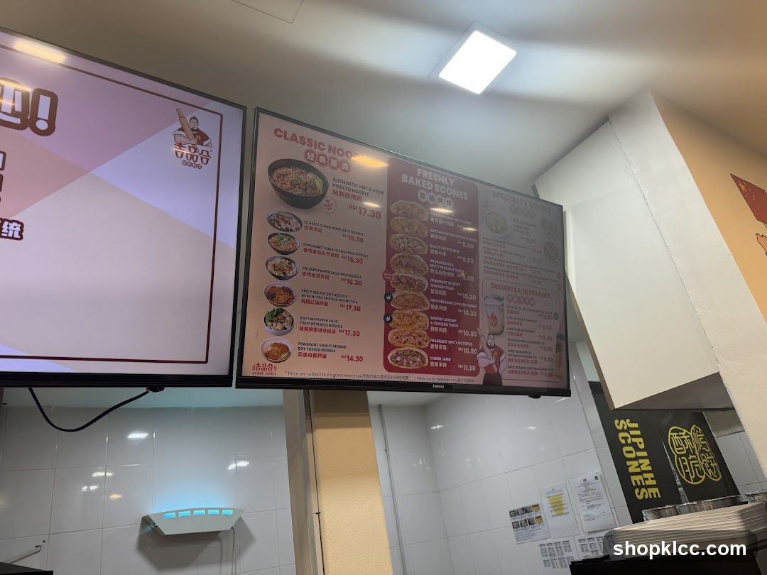 Classic Noodles & Freshly Baked Scones Menu Board