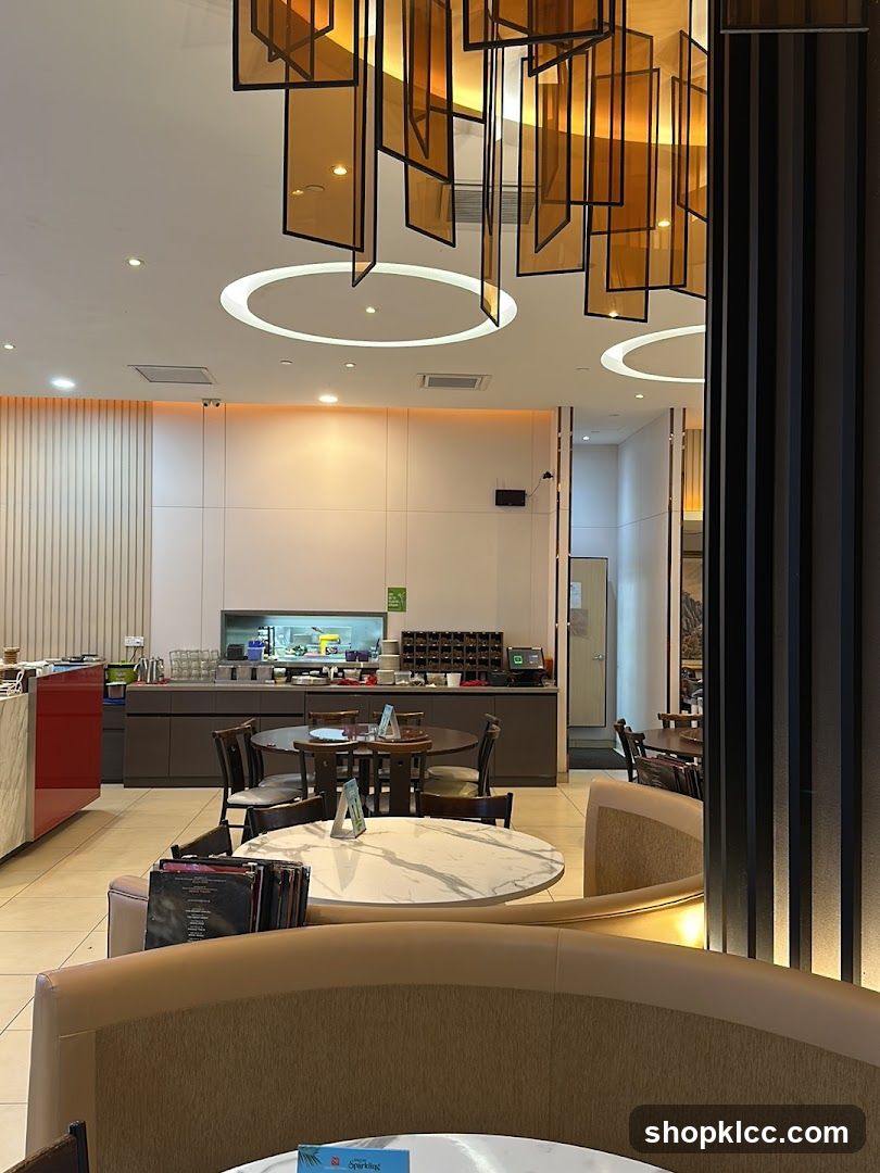 Restaurant Interior with Modern Chandelier