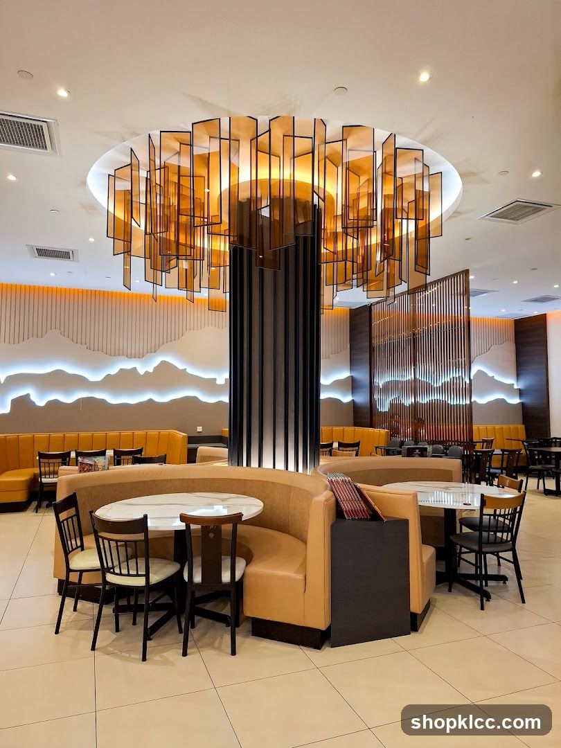 Restaurant Interior with Modern Chandelier