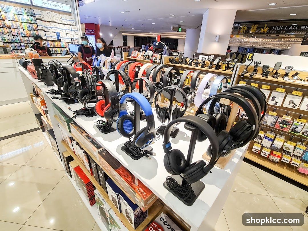 Headphones Display in Electronics Store