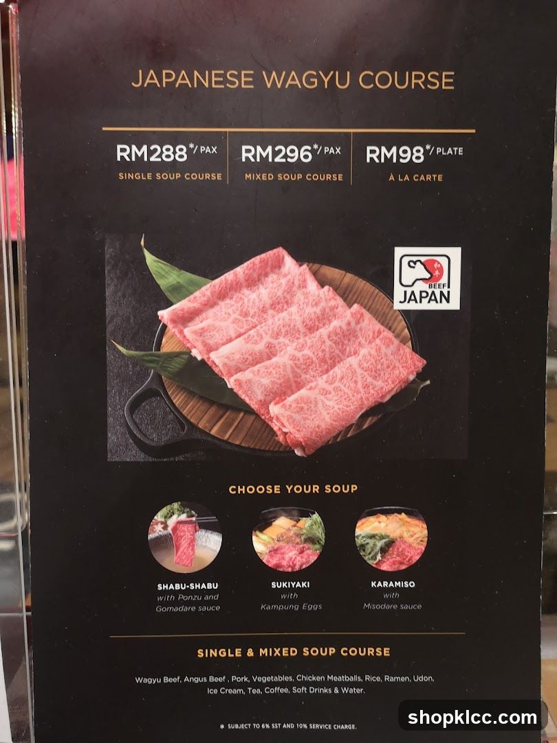 Japanese Wagyu Course Menu Board