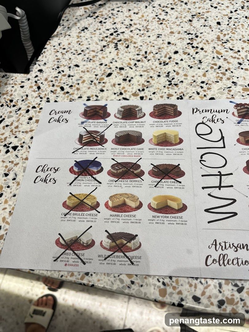Tabletop with menu and foot