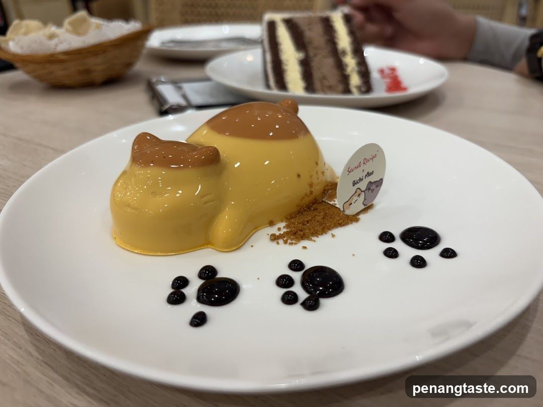 Dessert Plate with Cat-Shaped Pudding
