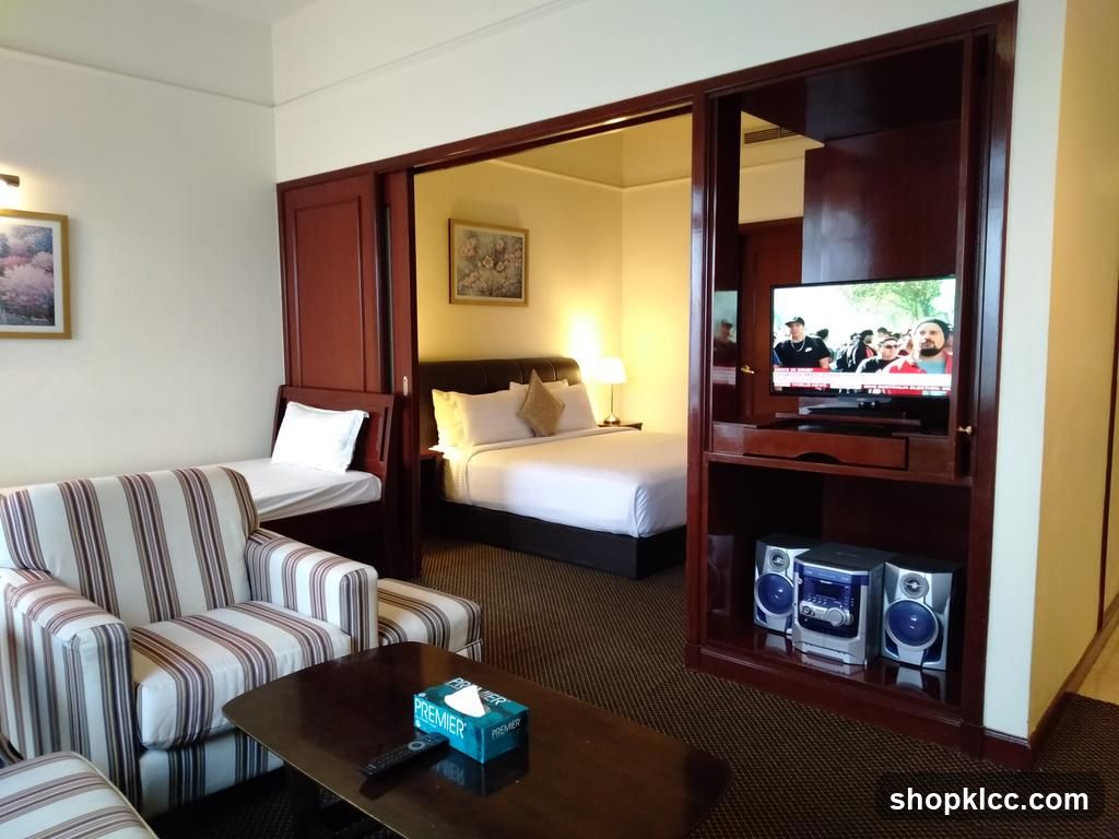Hotel Room Interior with Entertainment Unit