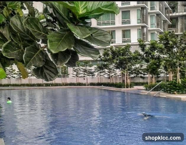 Poolside View with Building Background
