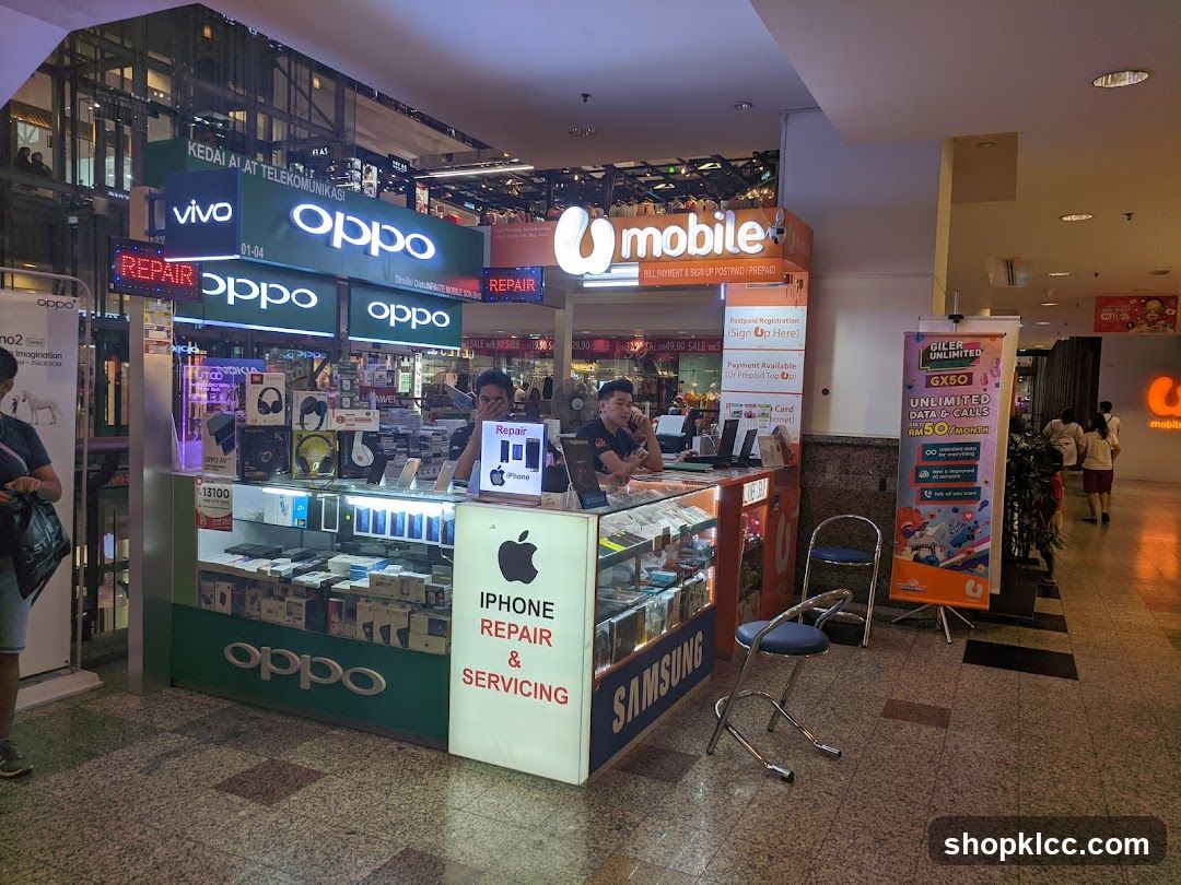 Mobile Phone Repair and Sales Stall in Mall