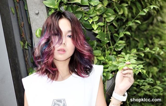 Woman with colorful hair