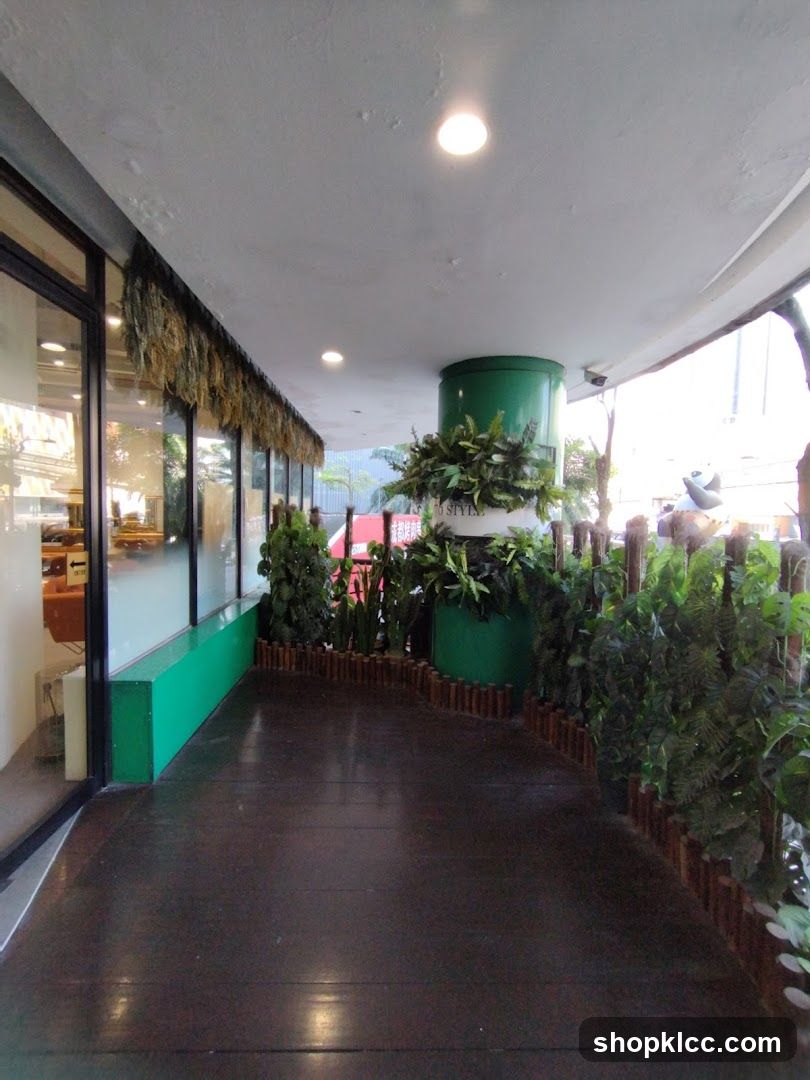 Outdoor walkway with plants