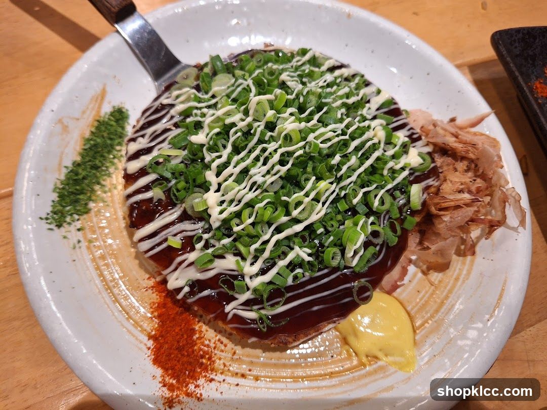 Okonomiyaki with toppings