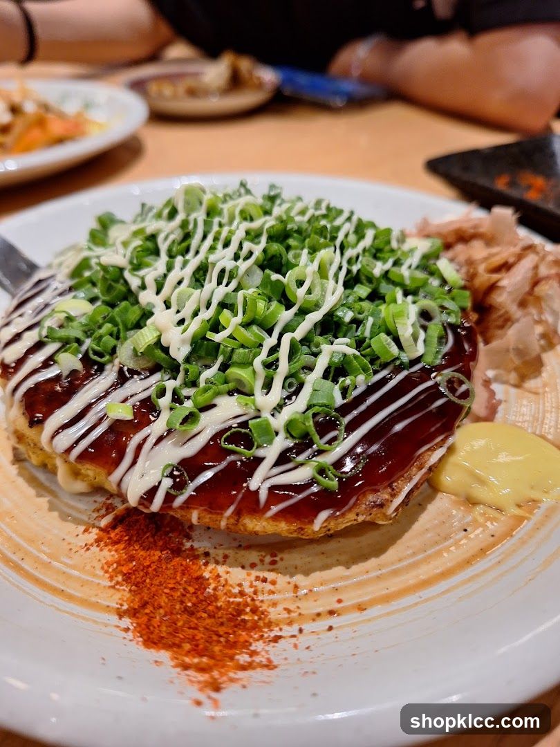 Okonomiyaki with toppings