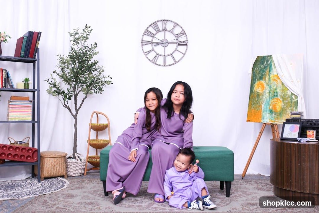 Three children in matching outfits