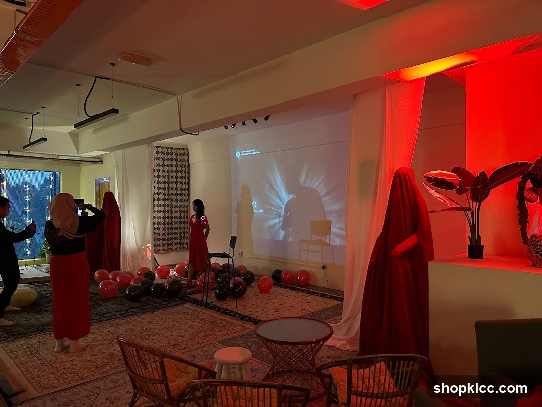 Event Setup with Red and Black Balloons
