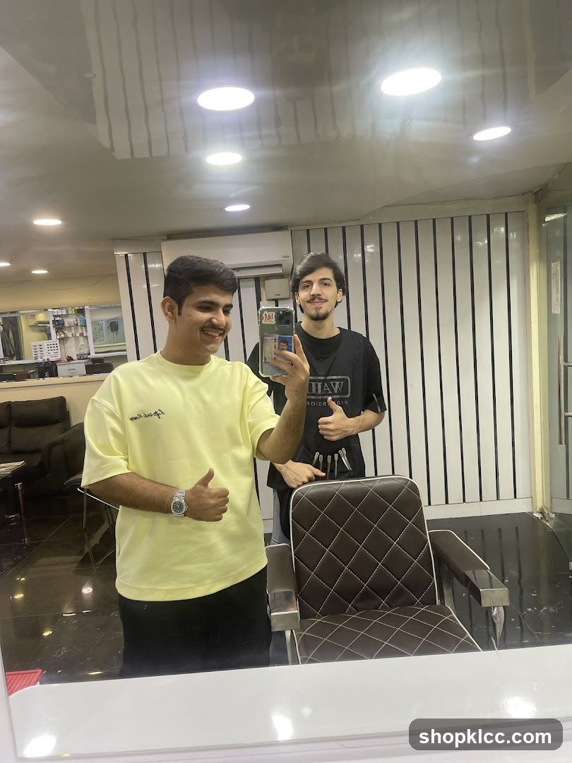 Barbershop Interior Mirror Selfie