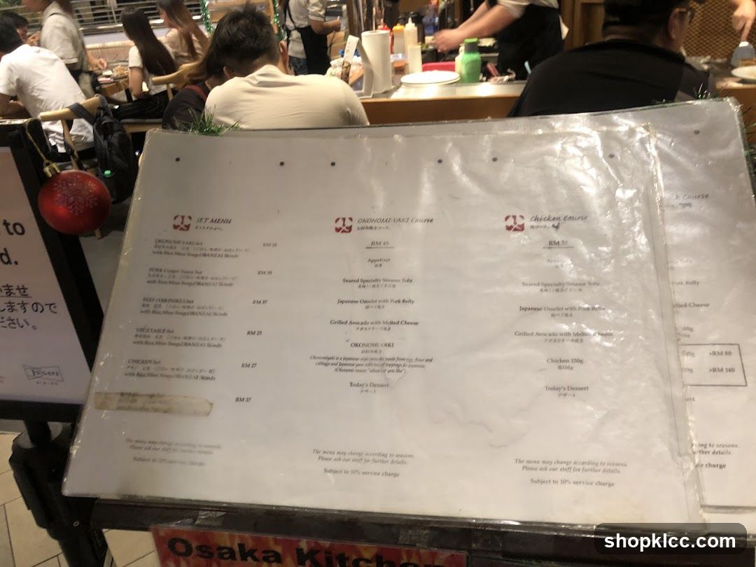 Osaka Kitchen Menu