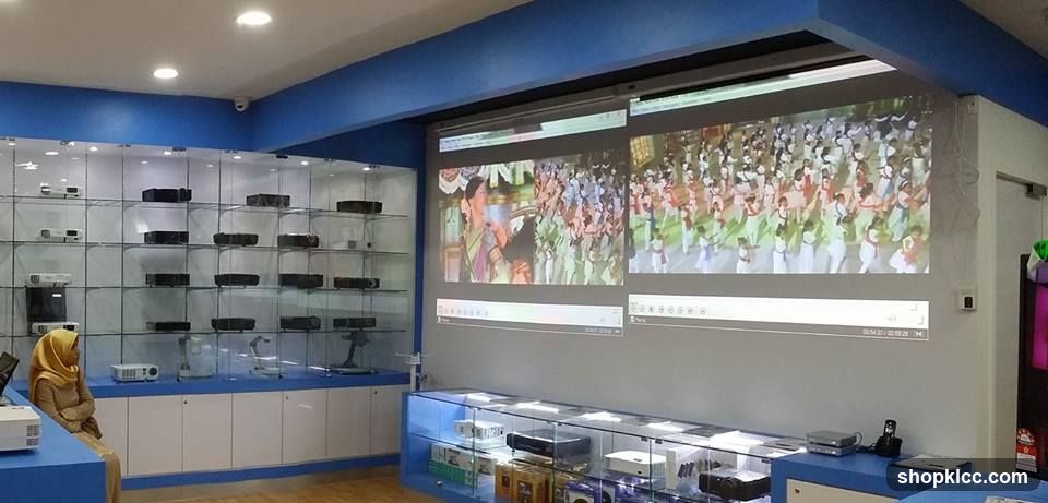 Electronics Store Interior with Projector Display