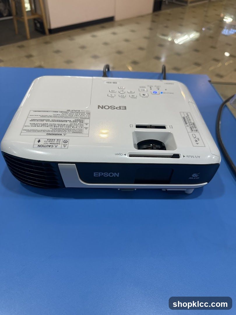Epson Projector on Blue Table
