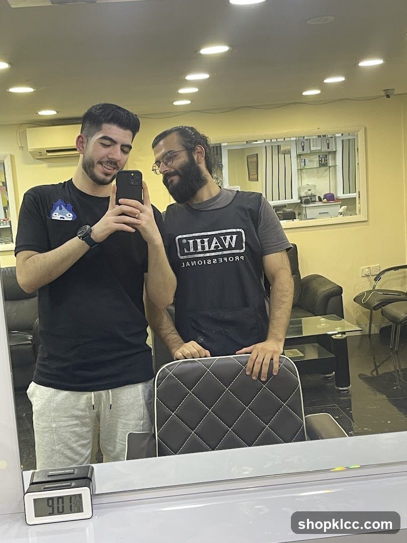 Barbershop Interior Mirror Selfie