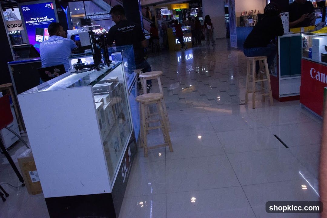 Shopping Mall Interior with Electronics Store