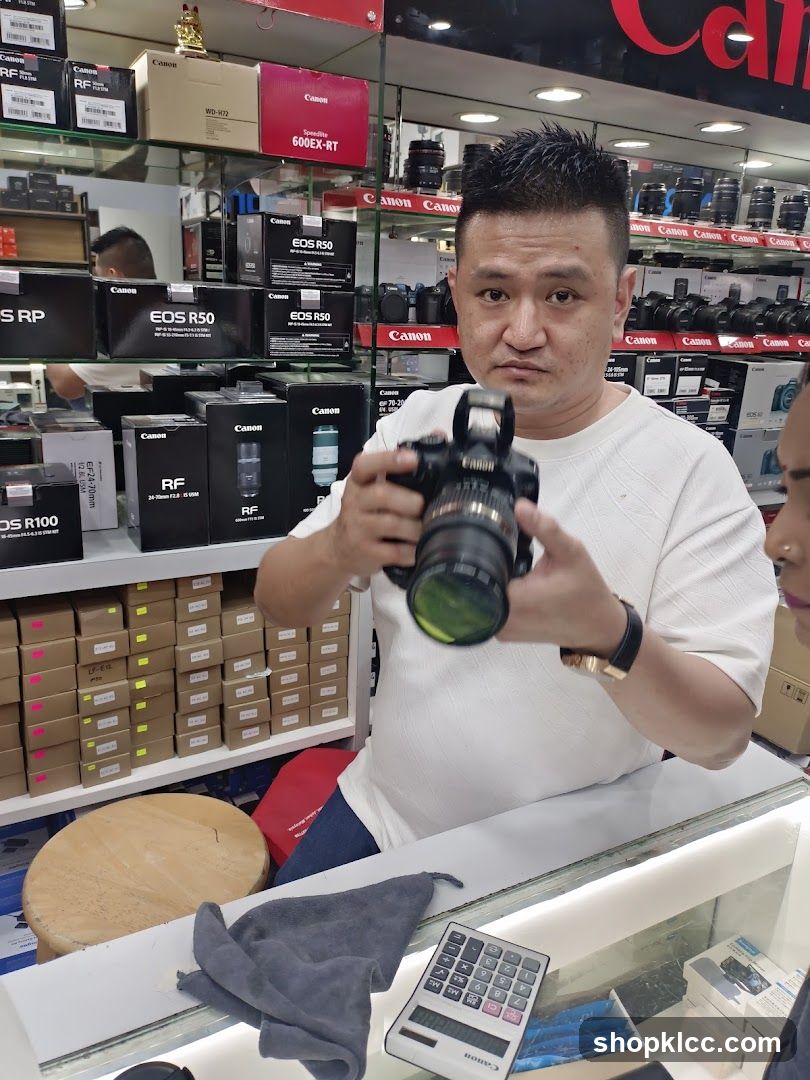 Camera Shop Interior with Staff