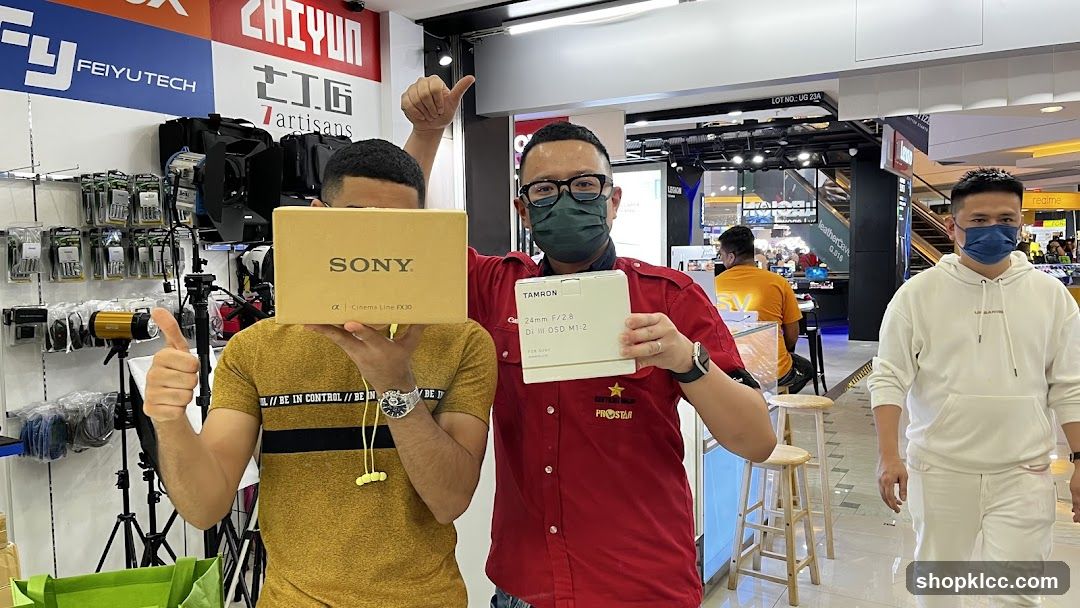 Sony and Tamron Product Display in Store
