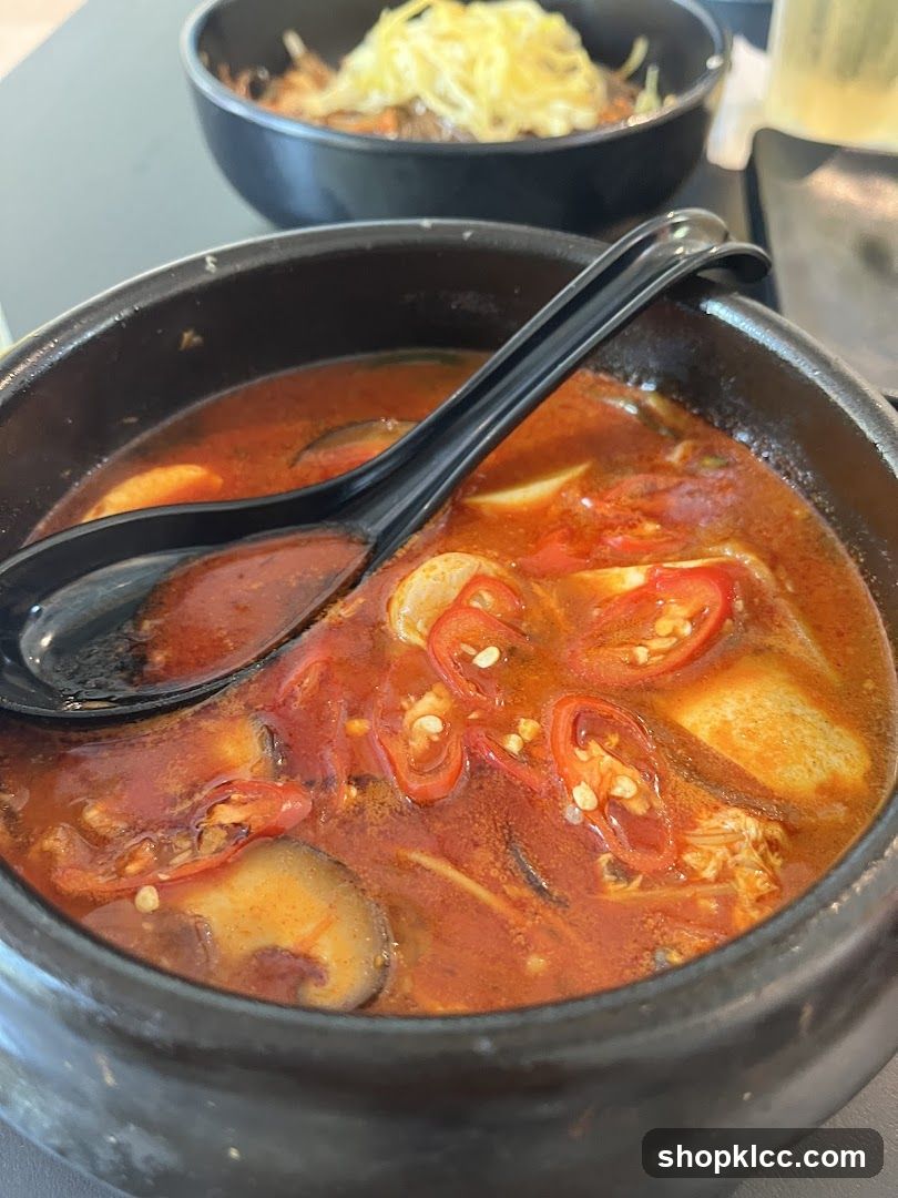 Spicy Soup with Tofu and Mushrooms