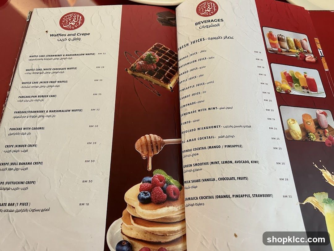 Waffles and Crepes Menu