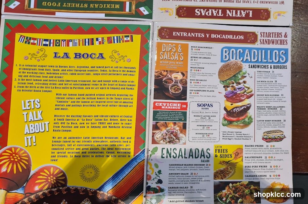 La Boca Menu and Brochure Spread