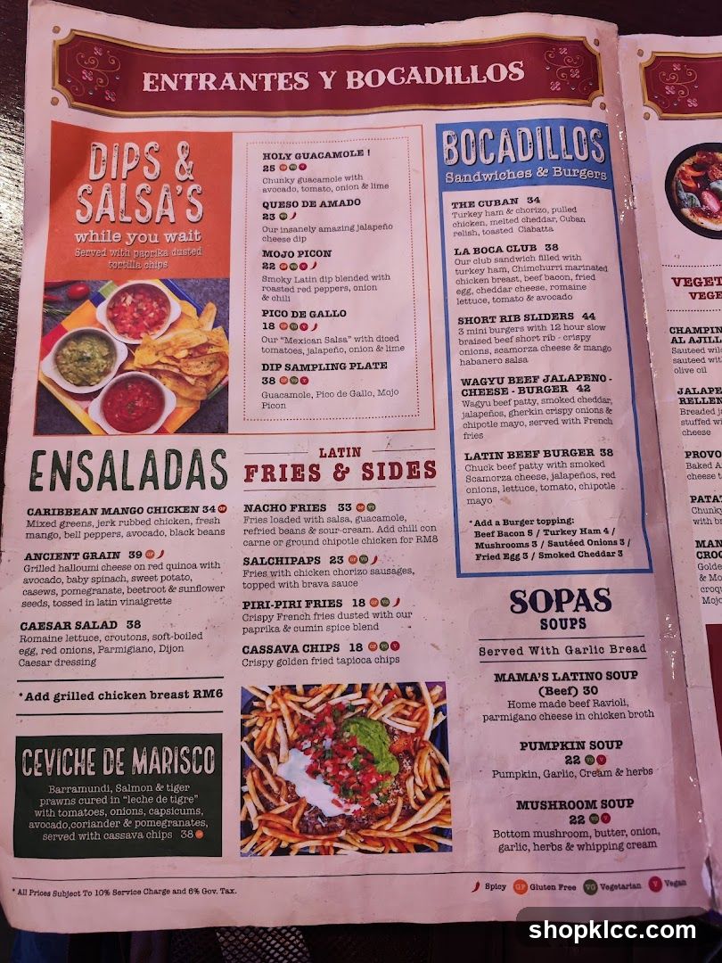 Entrantes y Bocadillos Menu