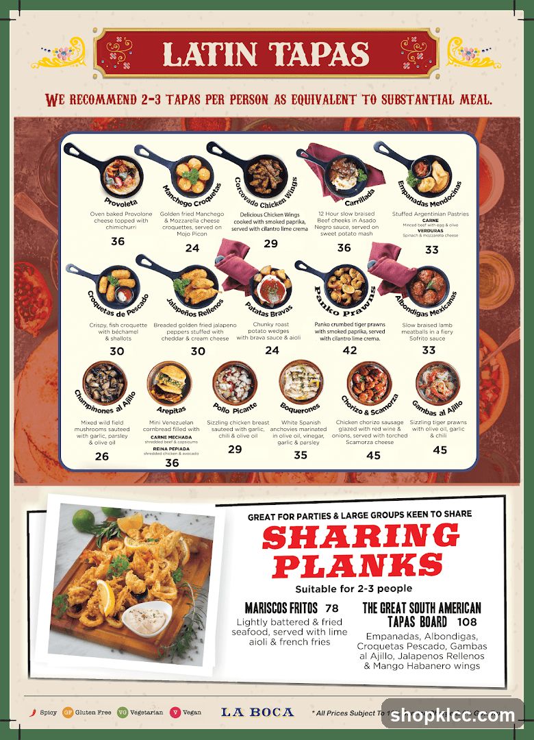 Latin Tapas Menu