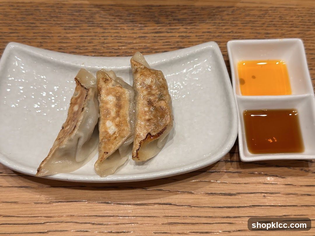 Gyoza with dipping sauces