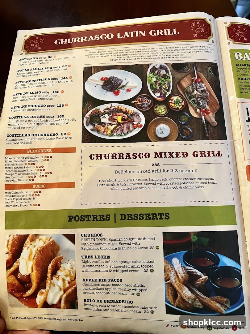 Churrasco Latin Grill Menu