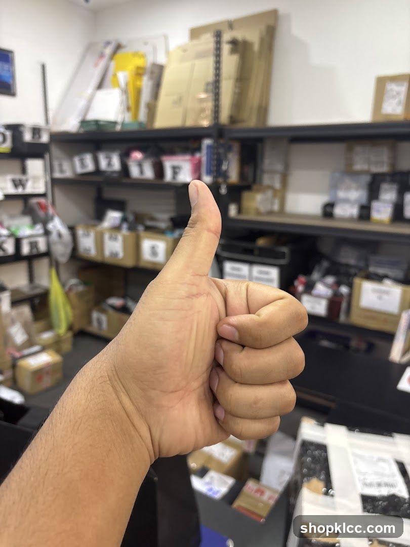 Thumbs Up in Warehouse