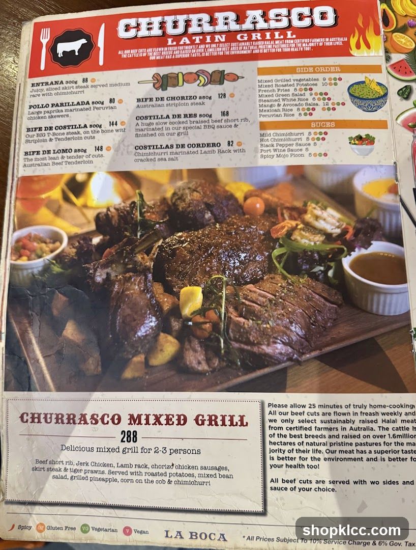 Churrasco Latin Grill Menu