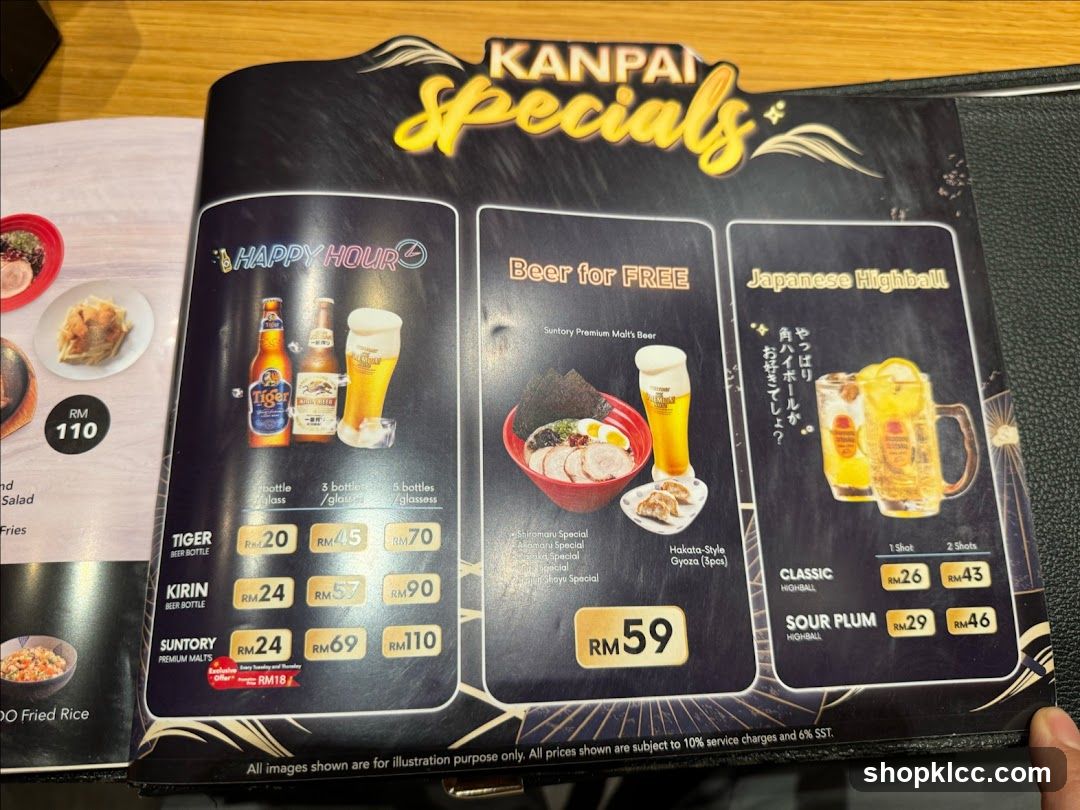 Kanpai Specials Menu