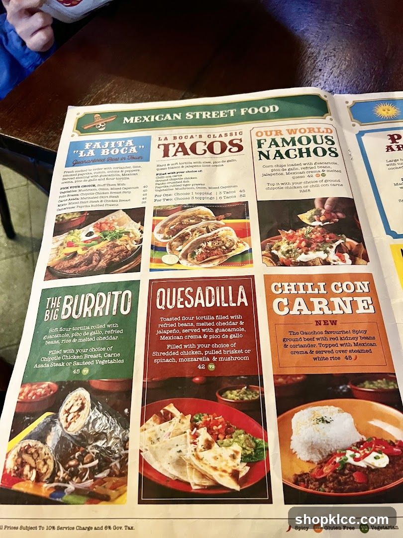 Mexican Street Food Menu