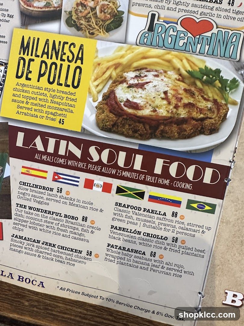 Latin Soul Food Menu