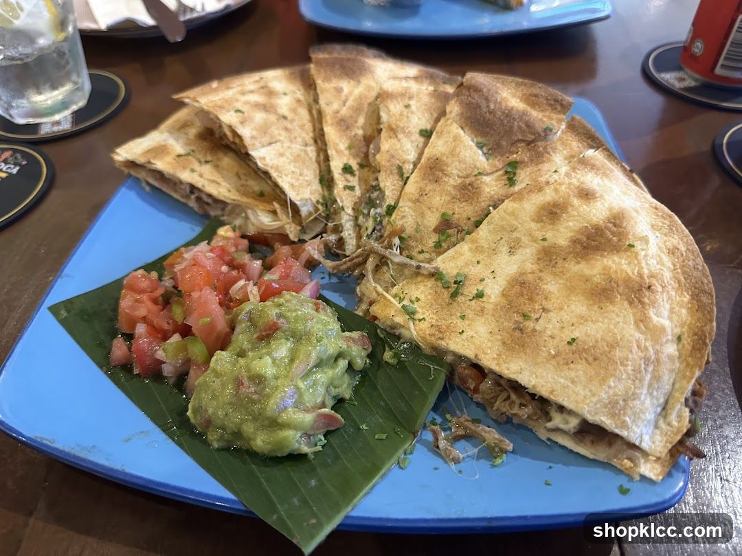 Quesadilla with Guacamole and Salsa