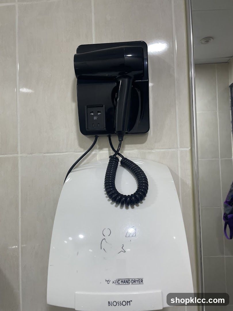 Wall-mounted hairdryer and hand dryer