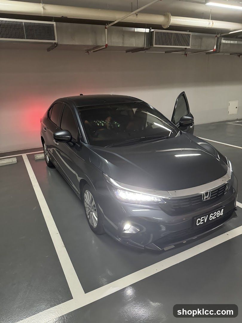 Dark Honda Civic in Parking Garage