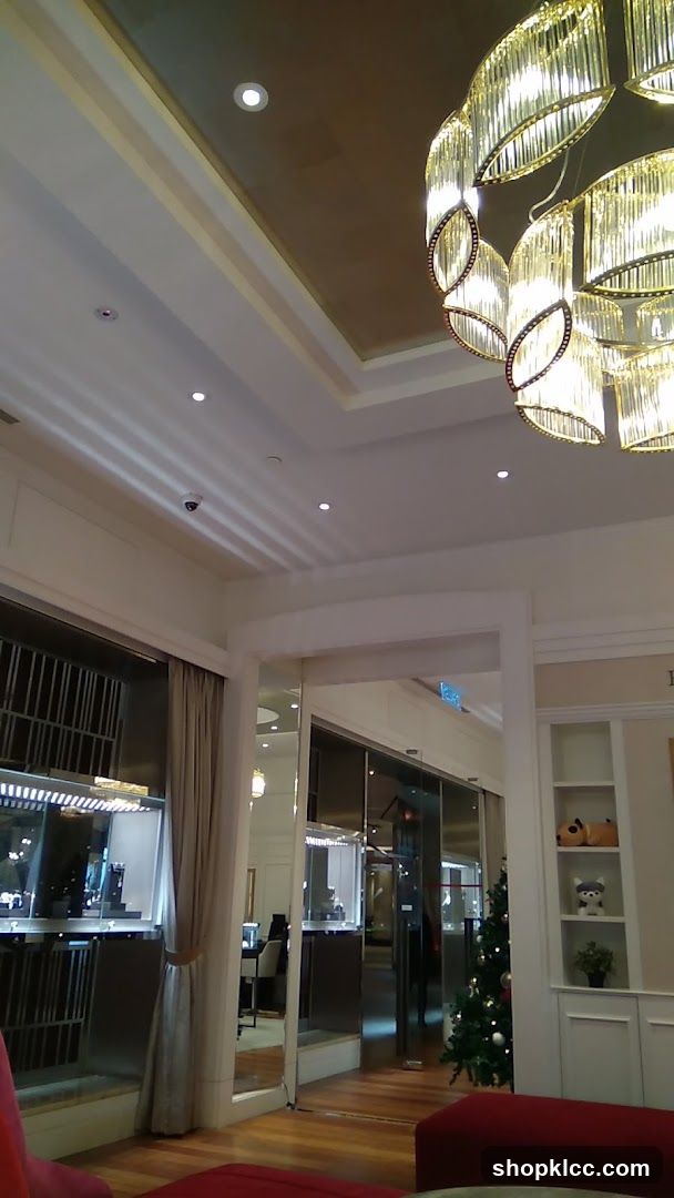 Luxury Interior with Chandelier and Christmas Tree
