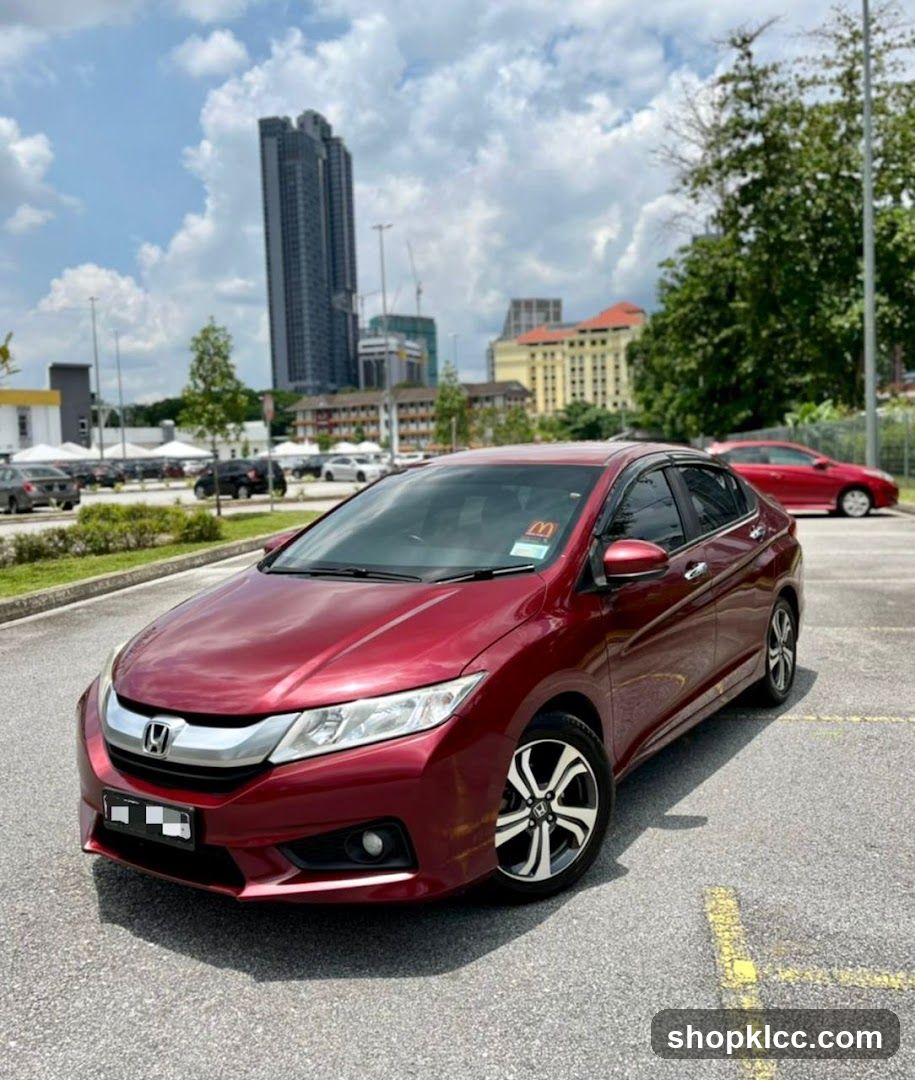 Red Honda Civic in Parking Lot
