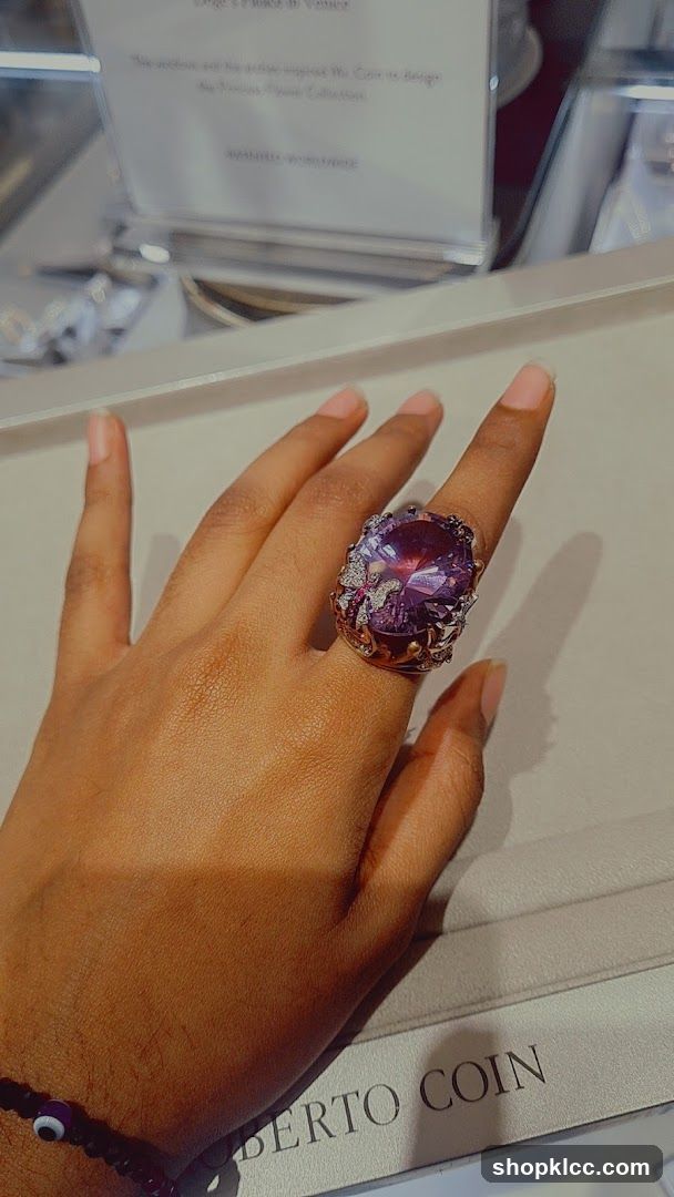 Jewelry Display with Purple Gemstone Ring