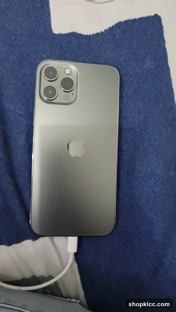 iPhone on blue fabric