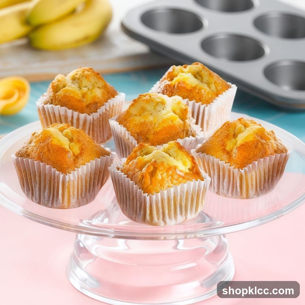 Banana Muffins on a Glass Stand