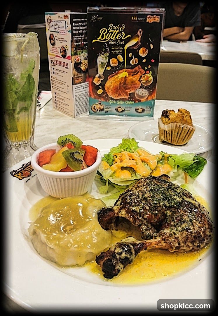 Roasted Chicken Meal with Salad and Muffin