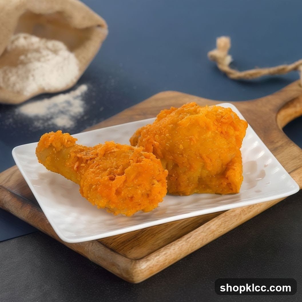 Fried Chicken Wings with Flour Background