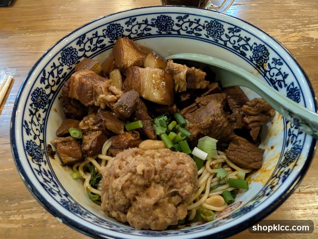 Bowl of Braised Pork Noodles with Meatball
